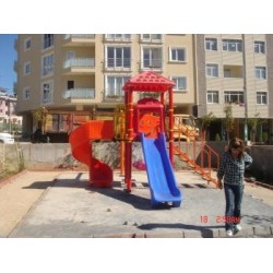 Tek Kuleli Çift Kaydıraklı Polietilen Oyun Grubu