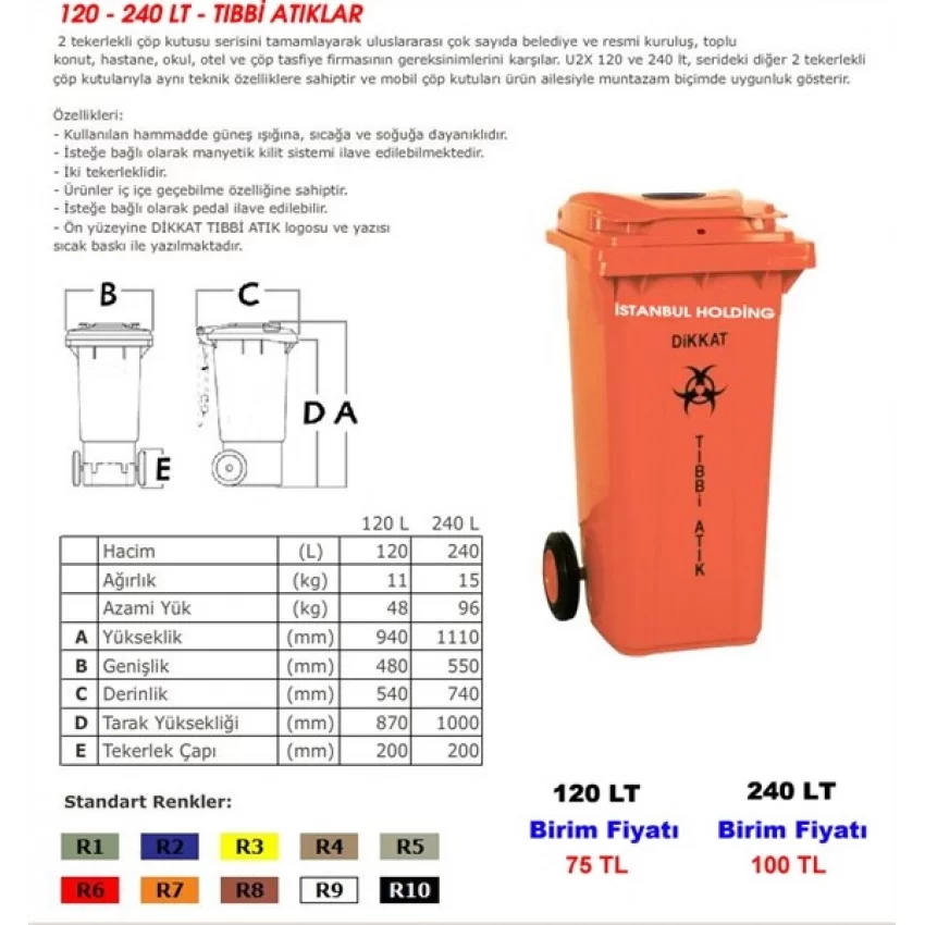 120 - 240 Lt - Tıbbi Atıklar
