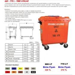 660 - 770 Lt - Tıbbi Atıklar 660 - 770 Lt - Tıbbi Atıklar