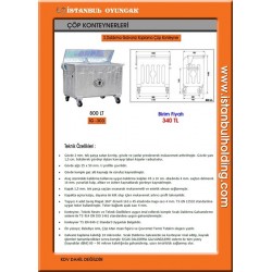 800 Lt S.Daldırma Galvaniz Çöp Konteyneri
